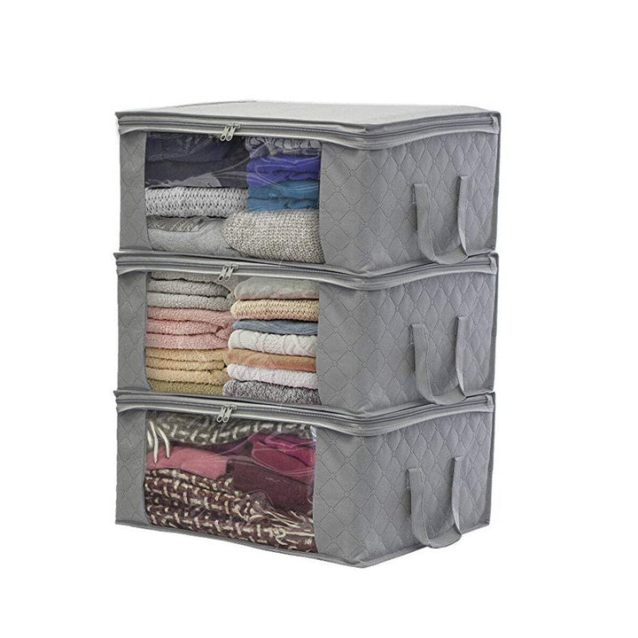 3PCS Foldable Clothes Storage Boxes Bags Ziped Organizers Closet Wardrobe Image 5