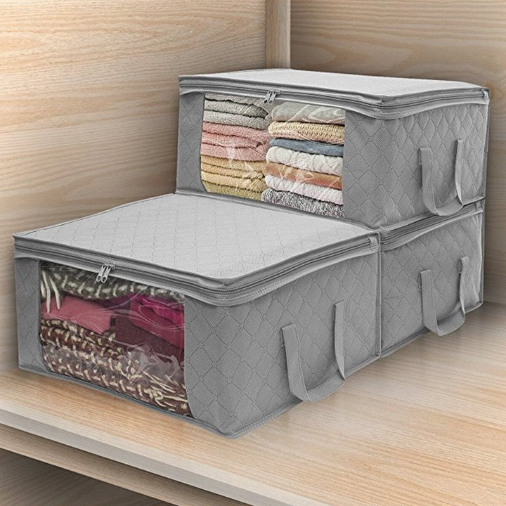 3PCS Foldable Clothes Storage Boxes Bags Ziped Organizers Closet Wardrobe Image 7