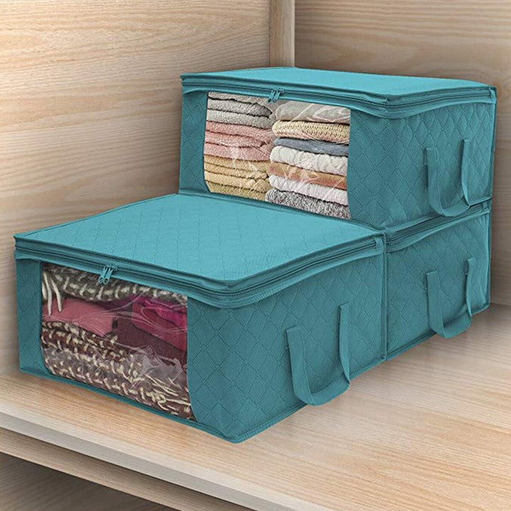 3PCS Foldable Clothes Storage Boxes Bags Ziped Organizers Closet Wardrobe Image 8