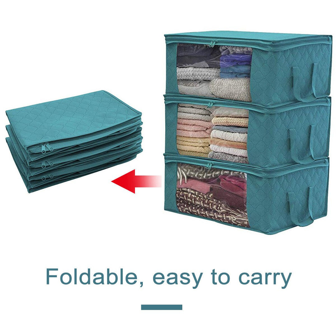 3PCS Foldable Clothes Storage Boxes Bags Ziped Organizers Closet Wardrobe Image 10