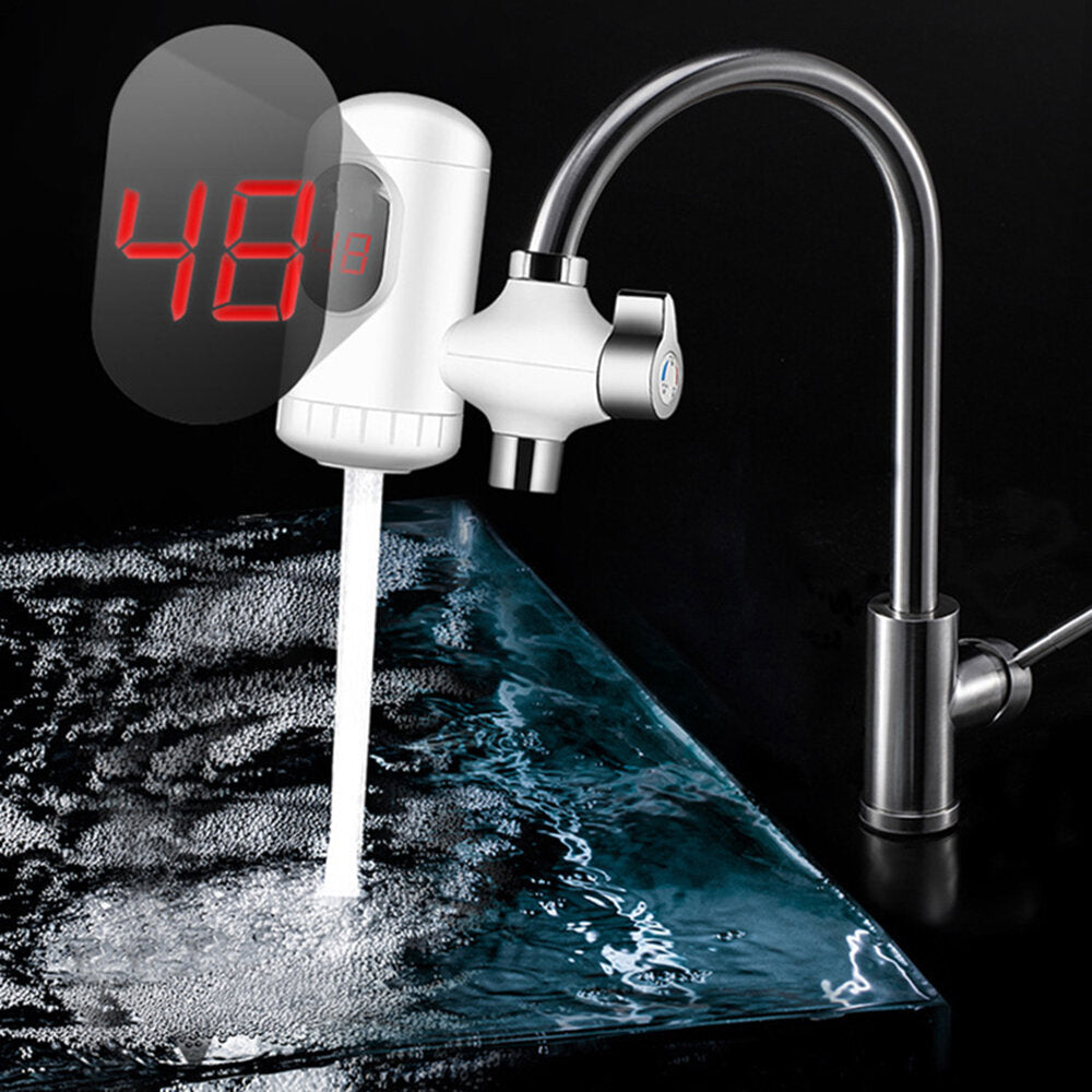 3000W 220V 3 Seconds Instant Tankless Electric Hot Water Heater Faucet Kitchen Fast Heating Tap with LED Digital Display Image 2