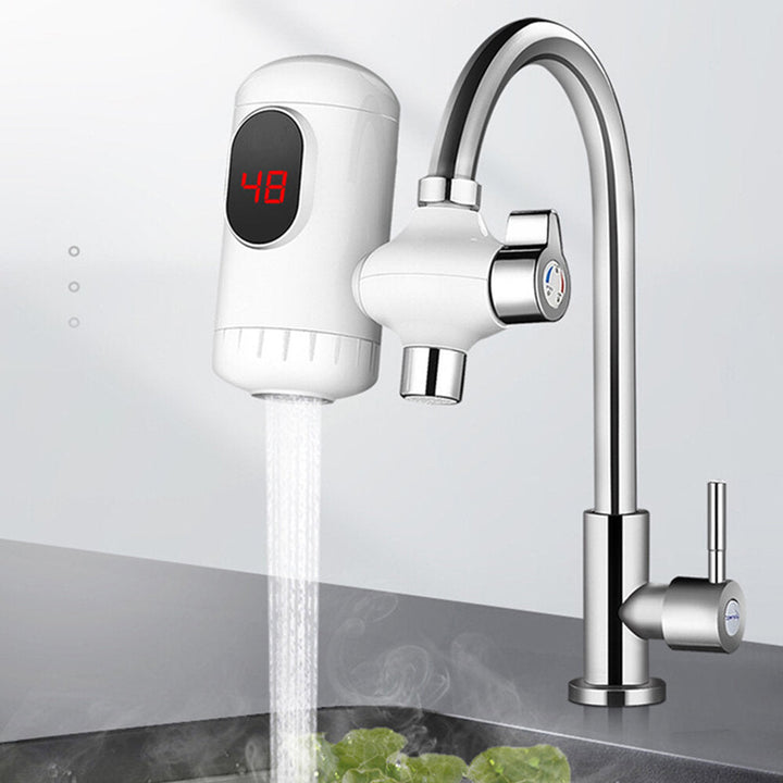 3000W 220V 3 Seconds Instant Tankless Electric Hot Water Heater Faucet Kitchen Fast Heating Tap with LED Digital Display Image 4