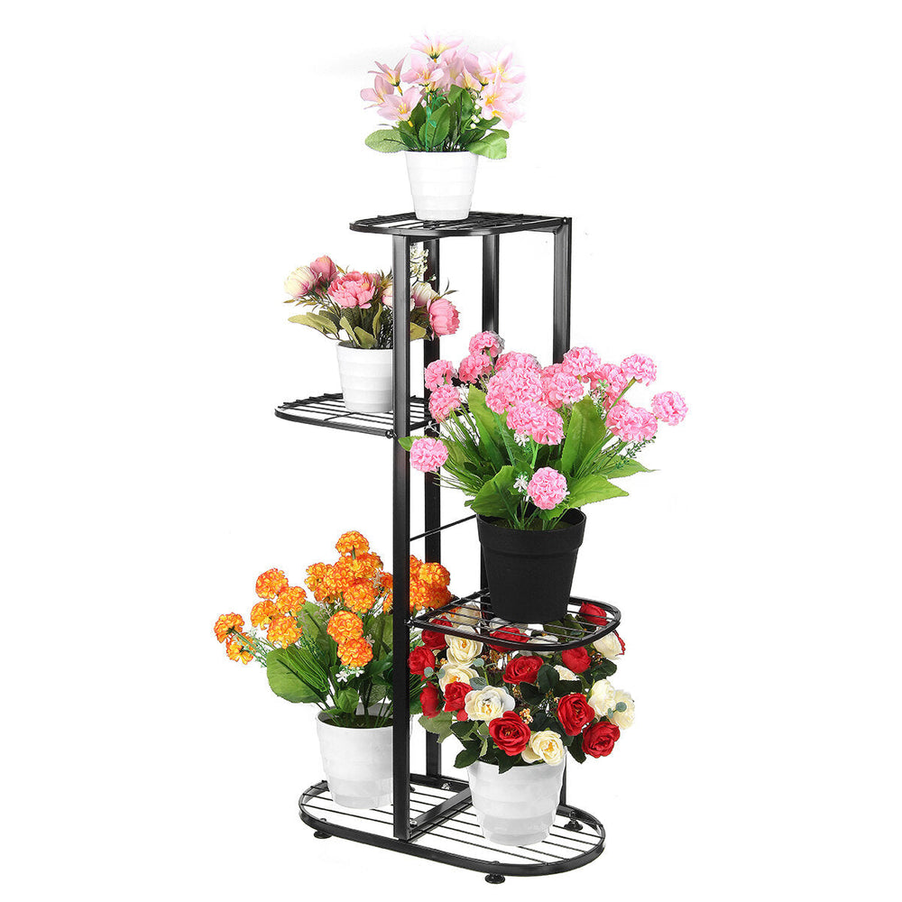 4 Tire Metal Plant Stand Display Shelf Home Garden Ornaments Image 2