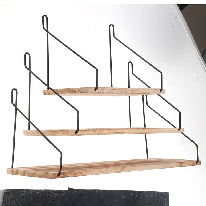 3pcs,set Metal Storage Rack Shelf Black Retro Wood Industrial Style Image 7