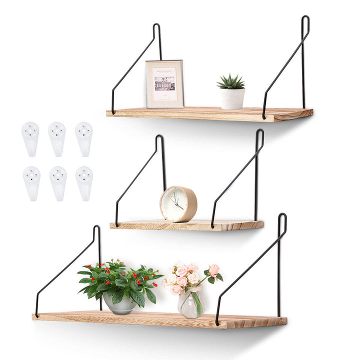 3pcs,set Metal Storage Rack Shelf Black Retro Wood Industrial Style Image 9