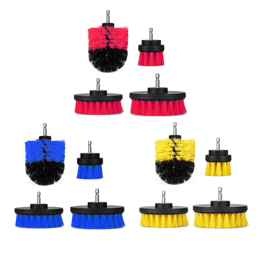 4pcs 2,3.5,4,5 Inch Drill Brush Kit Tub Cleaner Scrubber Cleaning Brushes Yellow,Red,Blue Image 1