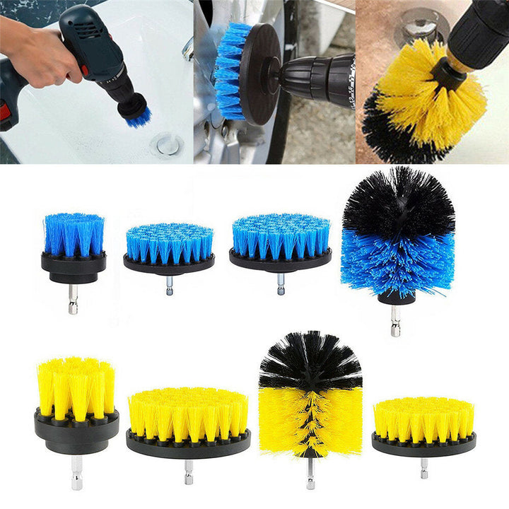 4Pcs 2,3.5,4,5 Inch Electric Drill Brush Yellow,Blue Cleaning Brush Tool For Bathtub Carpet Image 1