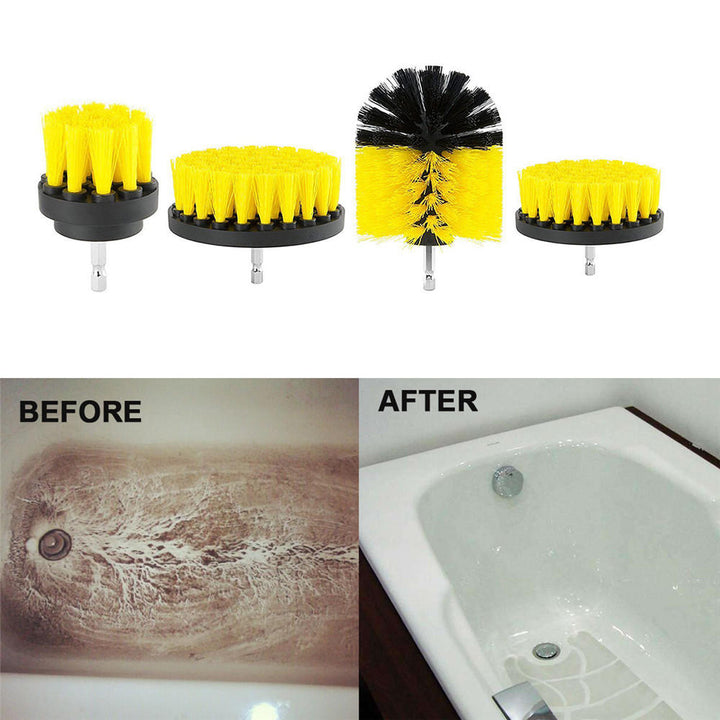 4Pcs 2,3.5,4,5 Inch Electric Drill Brush Yellow,Blue Cleaning Brush Tool For Bathtub Carpet Image 3