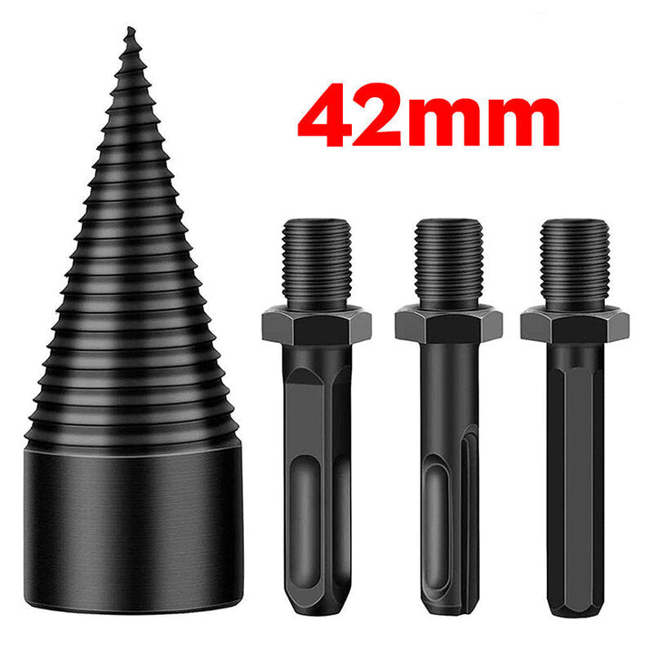 4Pcs 32,42mm Round,Square,Hexagonal Shank Firewood Drill Bit Splitter Wood Split Cone Drill Bit For Tree Cutting Image 4