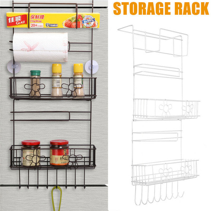 5 Tiers Fridge Hanging Rack Shelf Side Storage Spice Multi-Layer Side Holder Image 5