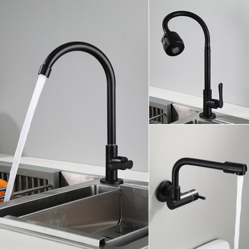 5 Type Brass Kitchen Sink Faucet Single Handle Cold Water Tap Wall Mount,Deck Mount 360 Rotate Flexible Spout Image 2