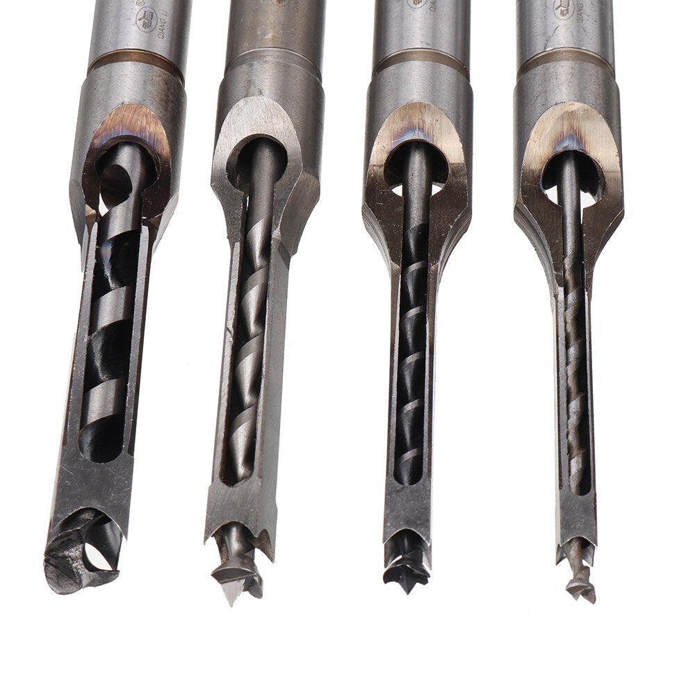 4pcs Square Hole Drill Bits Woodworking Auger Mortising Chisel Set Kit 1,4 to 1,2 Inch Tool Set Image 7