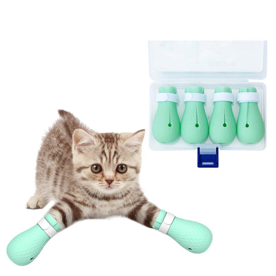 4pcs,set Anti-Scratch Cat Foot Shoes Silicone Pet Grooming Claws Cover Image 1