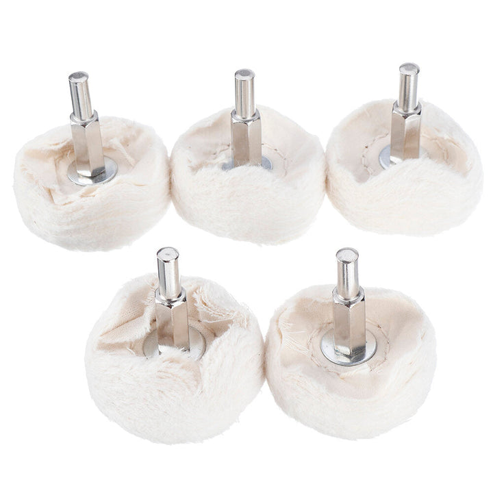 5Pcs 6mm Shank Cotton Dome Polishing Buffing Wheel Drill Brush For Abrasive T-shaped White Cloth Mirror Buffer Pad Image 1