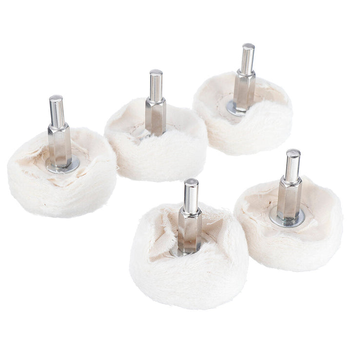 5Pcs 6mm Shank Cotton Dome Polishing Buffing Wheel Drill Brush For Abrasive T-shaped White Cloth Mirror Buffer Pad Image 2