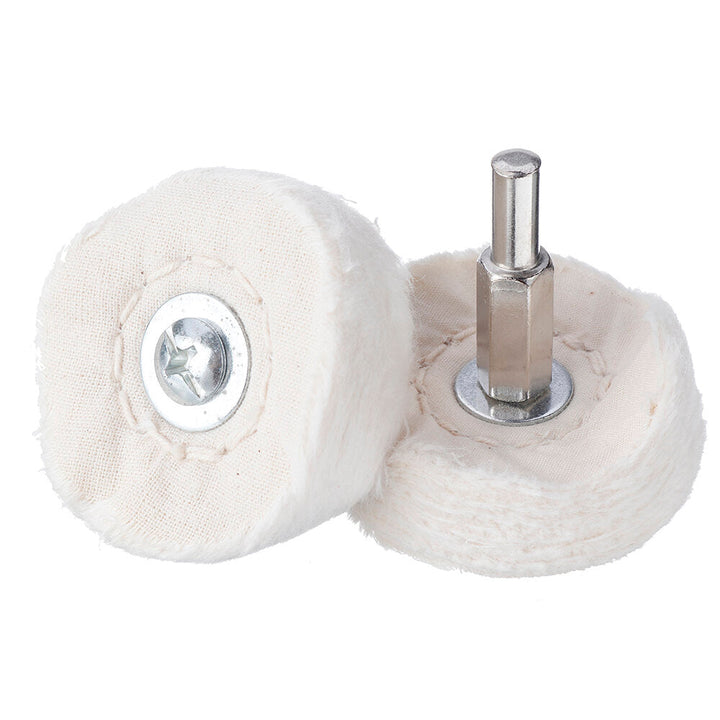 5Pcs 6mm Shank Cotton Dome Polishing Buffing Wheel Drill Brush For Abrasive T-shaped White Cloth Mirror Buffer Pad Image 3