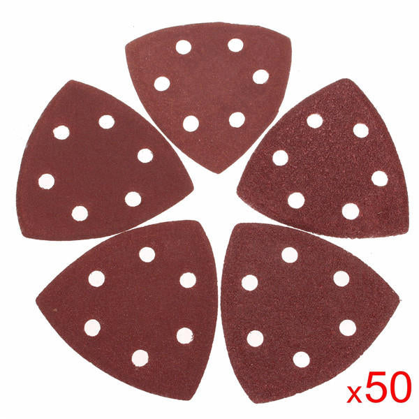 50pcs 90mm 40-180 Grit Sanding Sheets Triangle Sander Grinder Backing Paper Pads Image 4