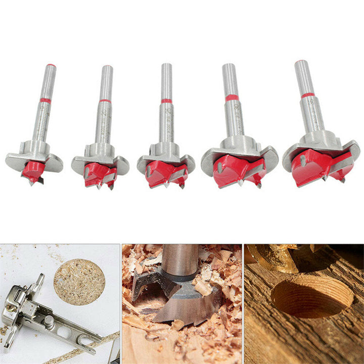 5Pcs Forstner Drill Bit Set 15 20 25 30 35mm Wood Auger Cutter Hexagon Wrench Woodworking Hole Saw For Power Tools Image 2