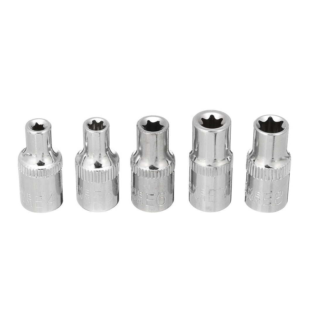 5PCS Socket Wrench Kit 1,4 Inch Drive Auto Repair Sleeve Set E4-E8 E-type Post Socket Image 2