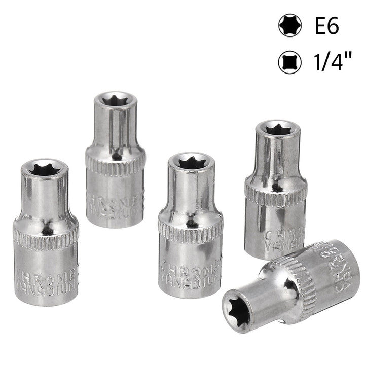 5PCS Socket Wrench Kit 1,4 Inch Drive Auto Repair Sleeve Set E4-E8 E-type Post Socket Image 12