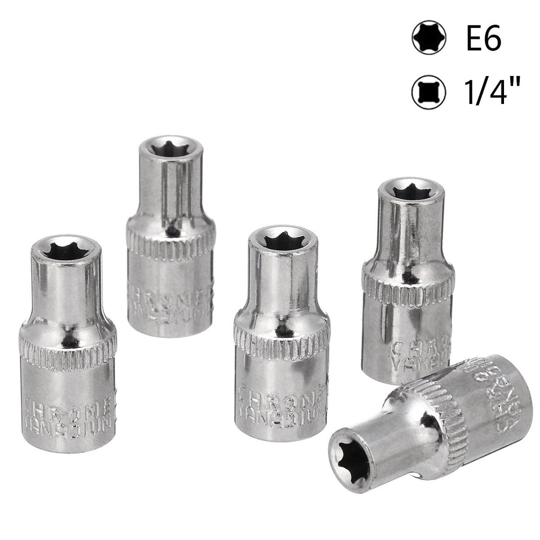 5PCS Socket Wrench Kit 1,4 Inch Drive Auto Repair Sleeve Set E4-E8 E-type Post Socket Image 1