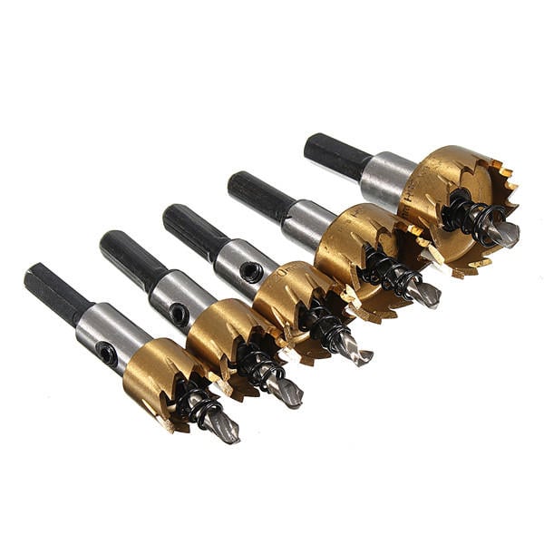 5Pcs High Speed Steel Drill Bits 16-30mm Hole Saw Cutter Set Image 1