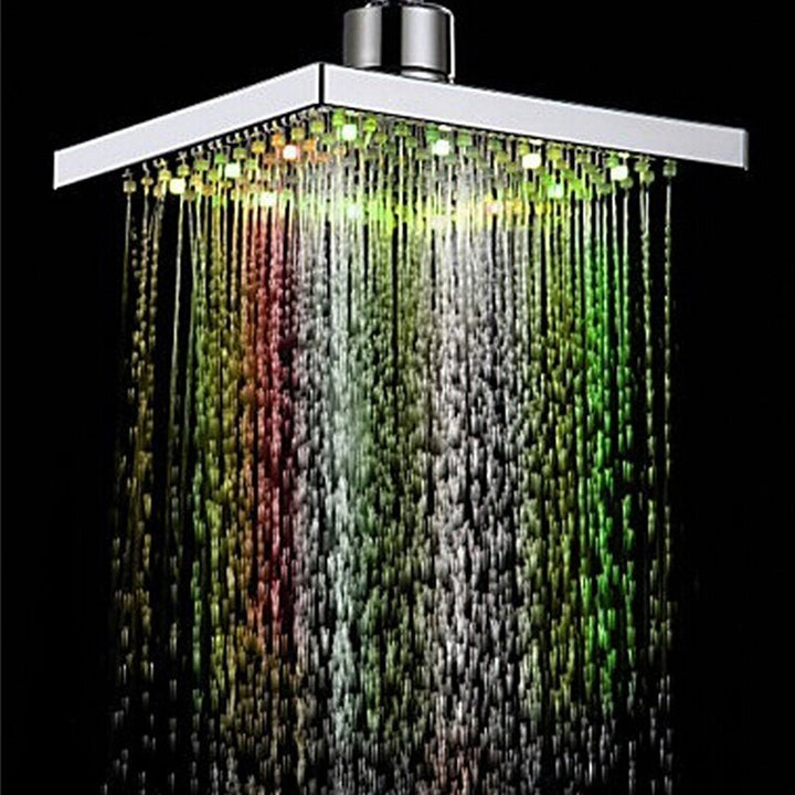 6 Inch ABS Square Showerhead 360 Adjustable Top Spray Water Temperature Controlled 7 Colors LED Auto Changing Shower Image 3