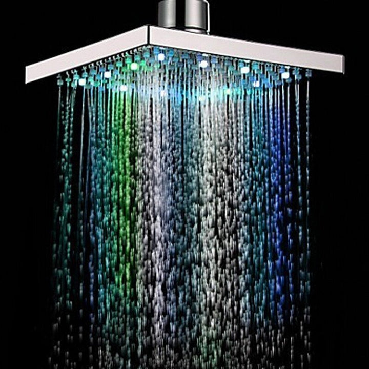 6 Inch ABS Square Showerhead 360 Adjustable Top Spray Water Temperature Controlled 7 Colors LED Auto Changing Shower Image 4