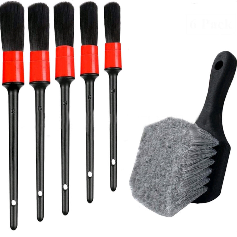 6pcs Short-handled Tire Brush Detail Brush Crevice Cleaning Brush Bristle Brush Set for Car Cleaning Image 1