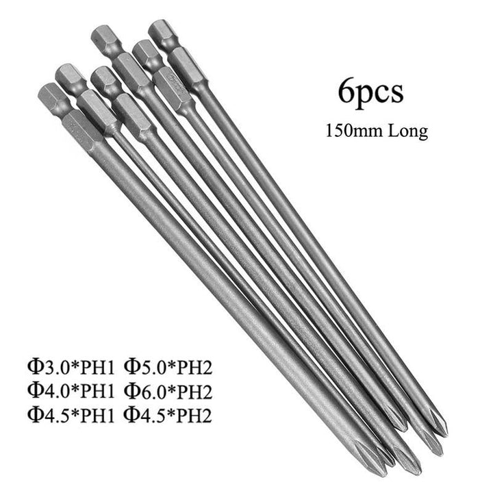 6pcs 150mm Screwdriver Bit 1,4 Inch Magnetic Long Hex Cross Head Screwdriver Bit Set Image 5