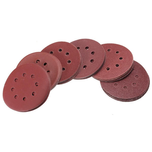 60Pcs 5 Inch 8-hole Hook Loop Sanding Discs Sandpaper 60,80,120,180,240,320 Grit Image 1