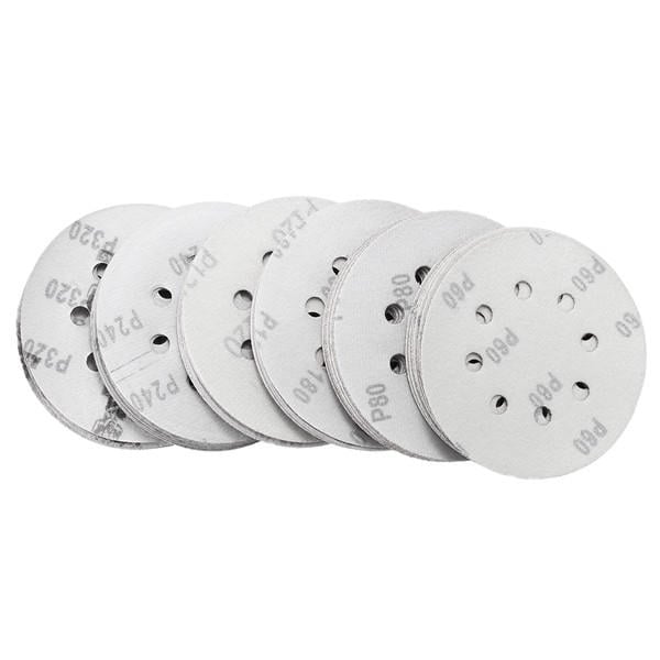 60Pcs 5 Inch 8-hole Hook Loop Sanding Discs Sandpaper 60,80,120,180,240,320 Grit Image 4