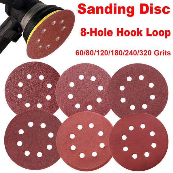 60Pcs 5 Inch 8-hole Hook Loop Sanding Discs Sandpaper 60,80,120,180,240,320 Grit Image 5