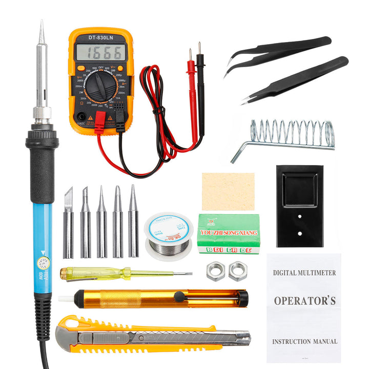 60W Electric Solder Iron Kit Wood Burning Pen 9V Multimeter LCD Welding Tools US Plug Image 1