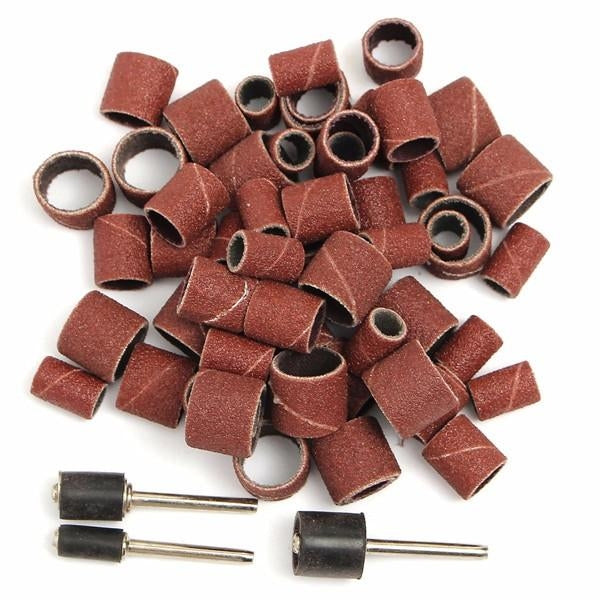 63pcs 80Grit Drum Sanding Kit 1,2 3,8 1,4 Inch Sand Mandrels Fit Dremel Nail Drill Rotary Tools Image 2