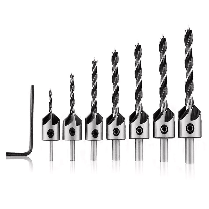 7pcs 5 Flute Countersink Drill Bit Set 3-10mm Carpentry Reamer Steel Woodworking Chamfer Image 2