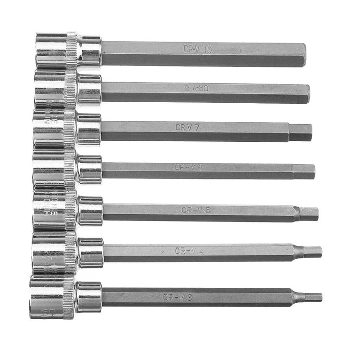 7Pcs 3,8" Drive Long Reach Hex Bit Socket Set 3-10mm CR-V Screwdriver Head Set Image 2