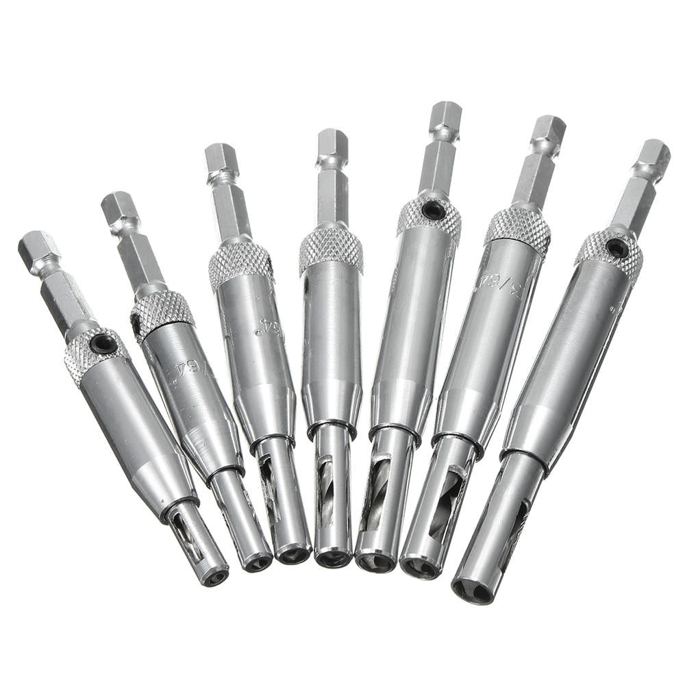 7pcs HSS Self Centering Hinge Drill Bit Door Window Cabinet Woodworking Hole Puncher Image 1