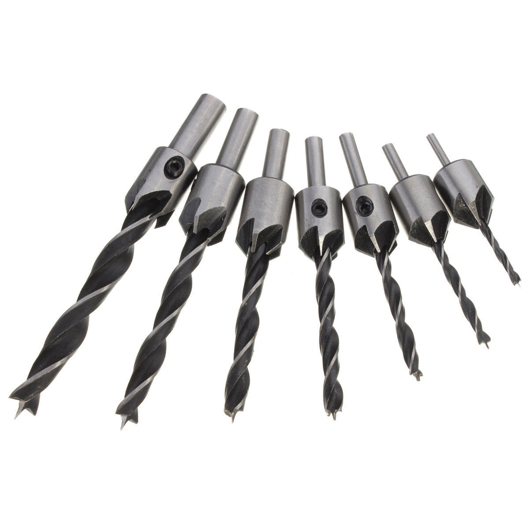 7pcs 5 Flute Countersink Drill Bit Set 3-10mm Carpentry Reamer Steel Woodworking Chamfer Image 5