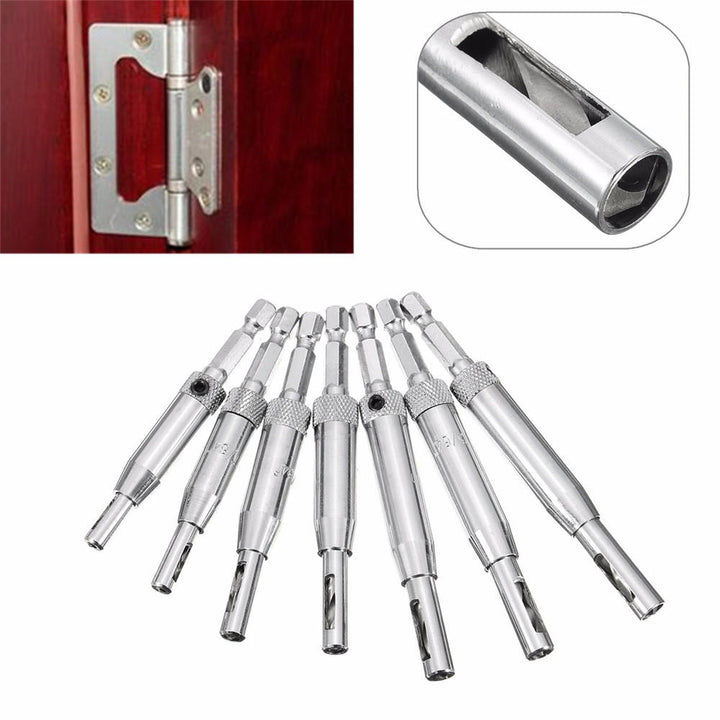 7pcs HSS Self Centering Hinge Drill Bit Door Window Cabinet Woodworking Hole Puncher Image 4