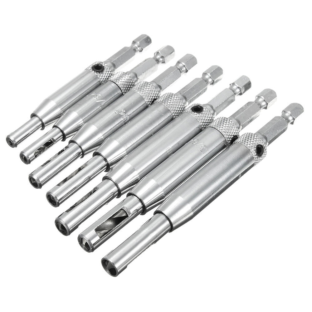 7pcs HSS Self Centering Hinge Drill Bit Door Window Cabinet Woodworking Hole Puncher Image 5