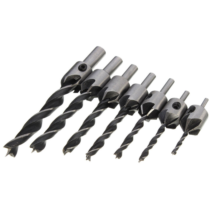 7pcs 5 Flute Countersink Drill Bit Set 3-10mm Carpentry Reamer Steel Woodworking Chamfer Image 6