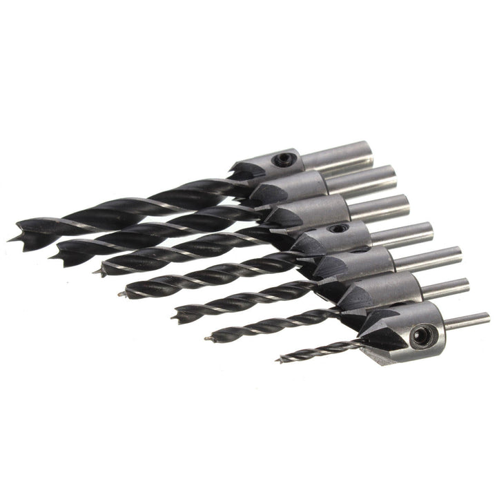 7pcs 5 Flute Countersink Drill Bit Set 3-10mm Carpentry Reamer Steel Woodworking Chamfer Image 7