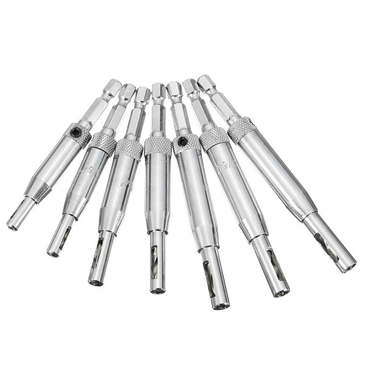 7pcs HSS Self Centering Hinge Drill Bit Door Window Cabinet Woodworking Hole Puncher Image 7