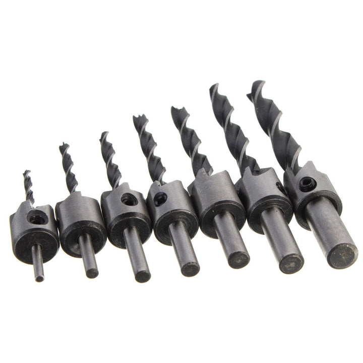 7pcs 5 Flute Countersink Drill Bit Set 3-10mm Carpentry Reamer Steel Woodworking Chamfer Image 8