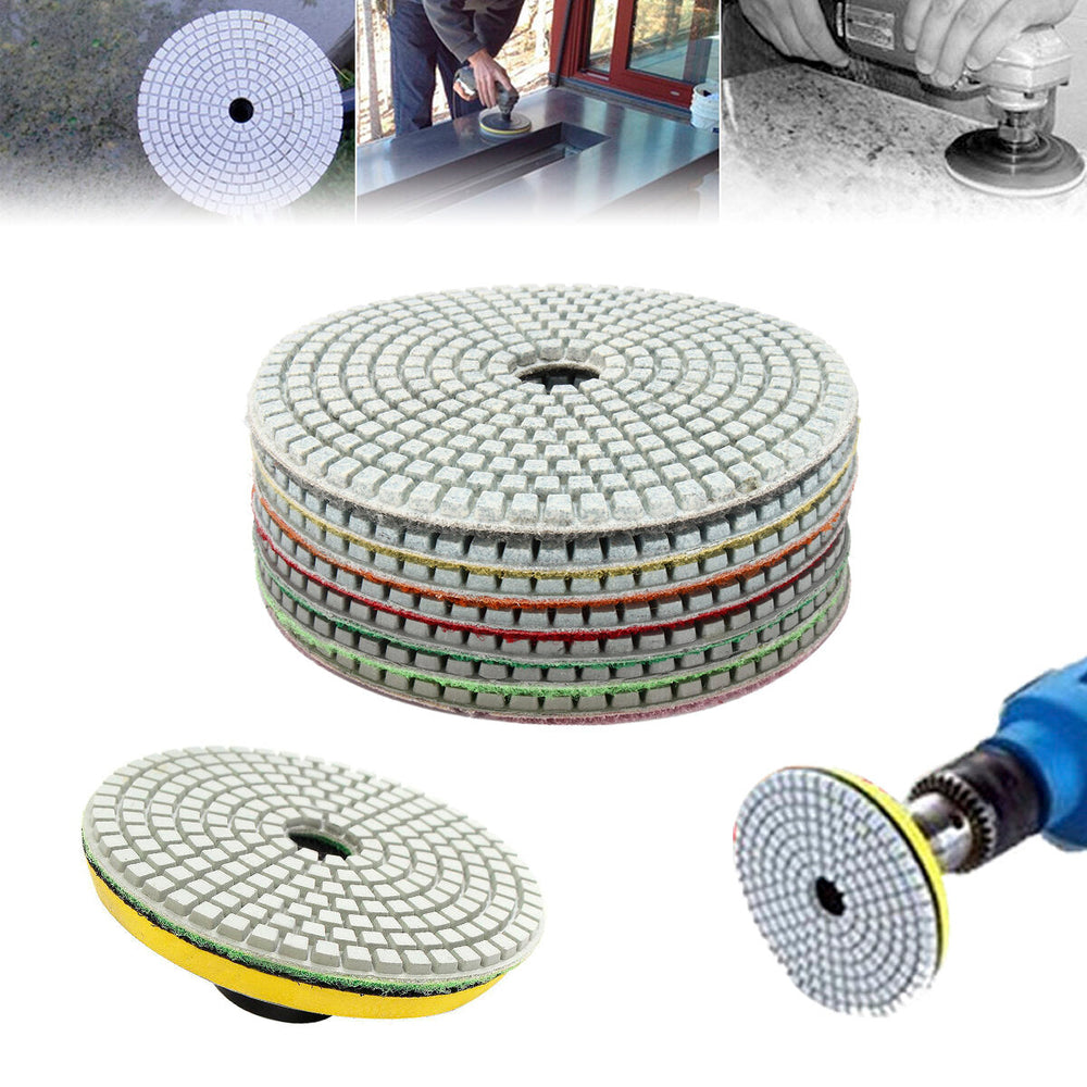 7pcs 5 Inch 50-3000 Grit Diamond Polishing Pad Sanding Disc for Marble Concrete Granite Glass Image 2