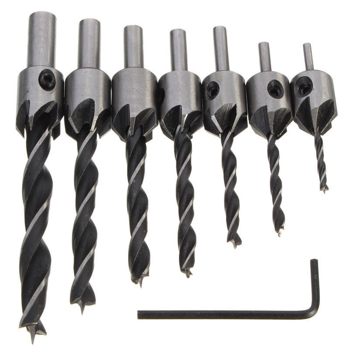 7pcs 5 Flute Countersink Drill Bit Set 3-10mm Carpentry Reamer Steel Woodworking Chamfer Image 11