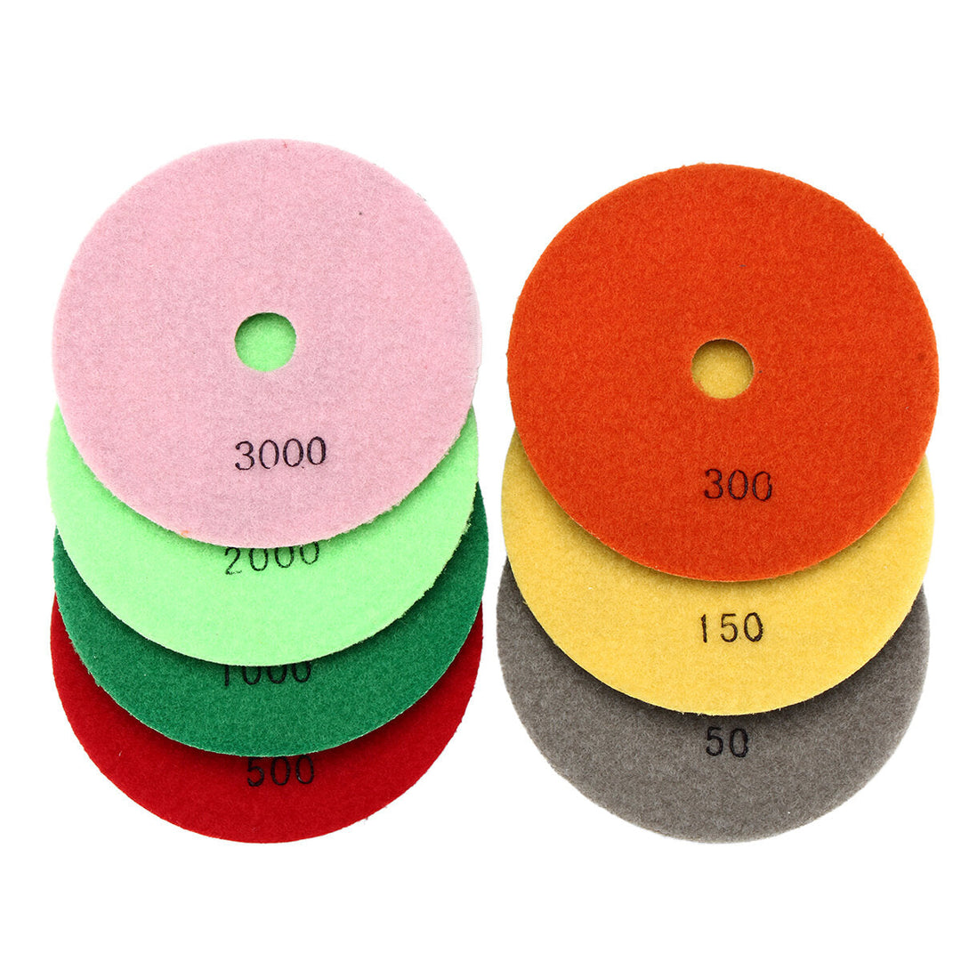 7pcs 5 Inch 50-3000 Grit Diamond Polishing Pad Sanding Disc for Marble Concrete Granite Glass Image 3