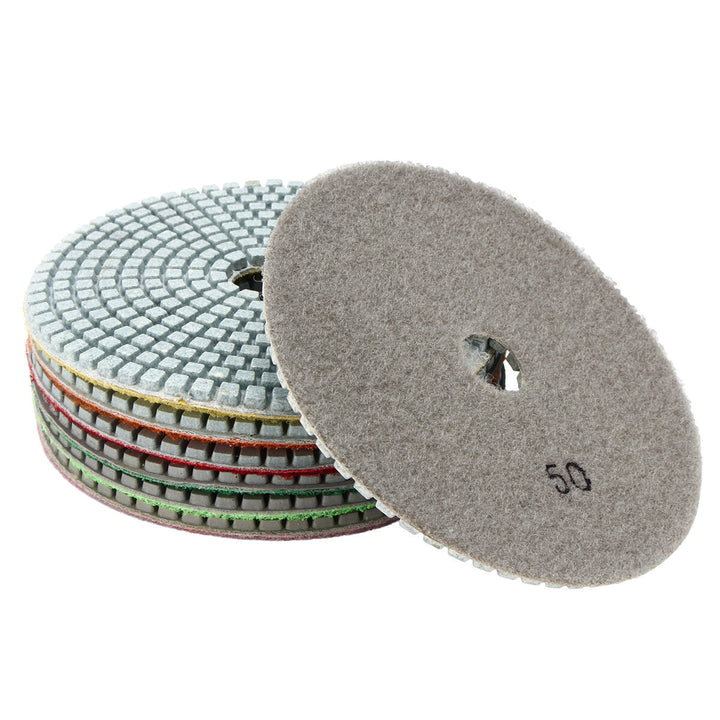 7pcs 5 Inch 50-3000 Grit Diamond Polishing Pad Sanding Disc for Marble Concrete Granite Glass Image 4