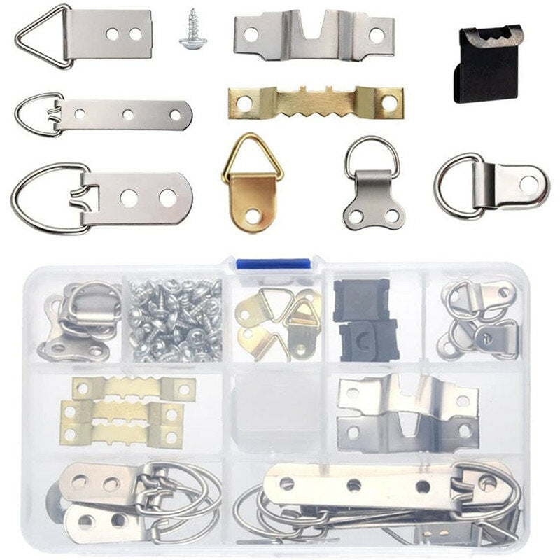 96Pcs Photo Frame Hanging Hooks Kit 9 Models Picture Hanger Hooks with Screws for Office Family Photo Picture Painting Image 1